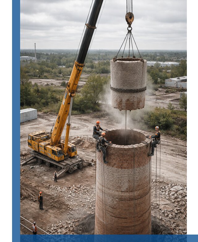 Демонтаж дымовой трубы в Реутове с гарантиями безопасности