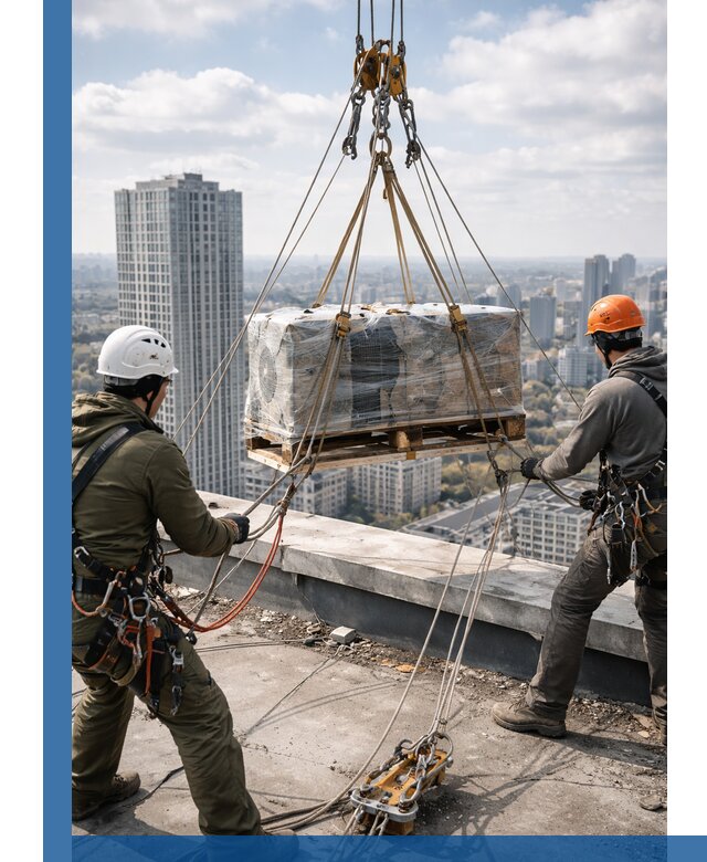 Подъем и монтаж крупногабаритных грузов на крышу в Реутове