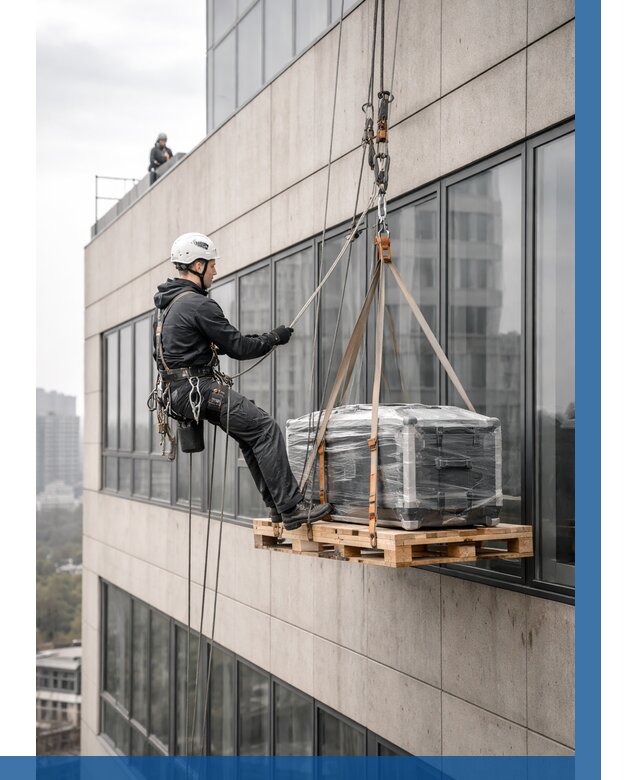 Спуск груза по фасаду в Реутове от 3642 р. | ВЫСОТНИК-Ртв