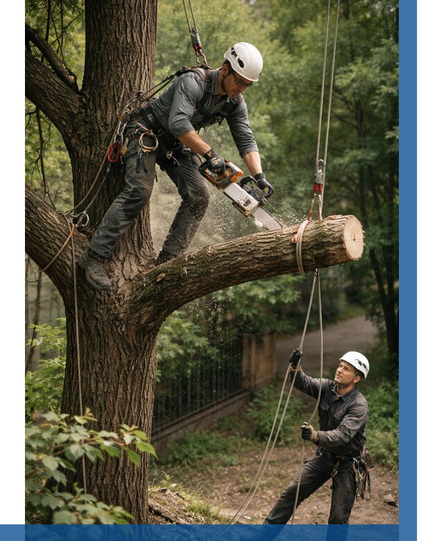 Спил деревьев альпинистами в Реутове от 8326 р. | ВЫСОТНИК-Ртв