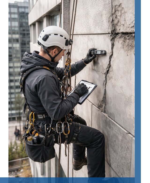 Обследование фасада альпинистами в Реутове от 125 р. | ВЫСОТНИК-Ртв