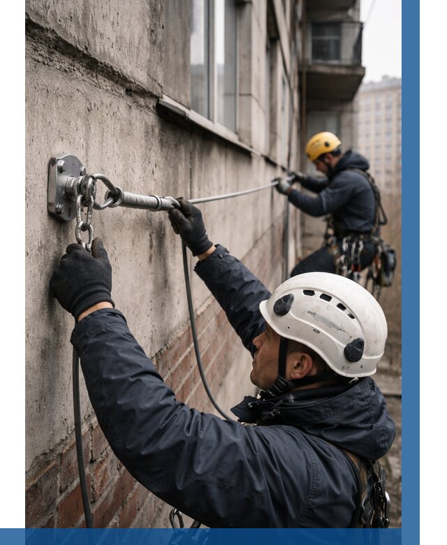 Монтаж анкерных линий в Реутове от 3122 р. | ВЫСОТНИК-Ртв