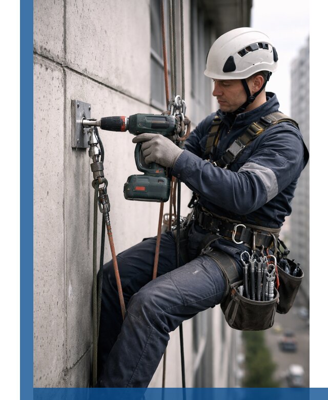 Установка анкерных точек для высотных работ в Реутове