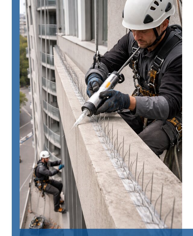 Установка шипов от птиц на фасадах и кровлях в Реутове